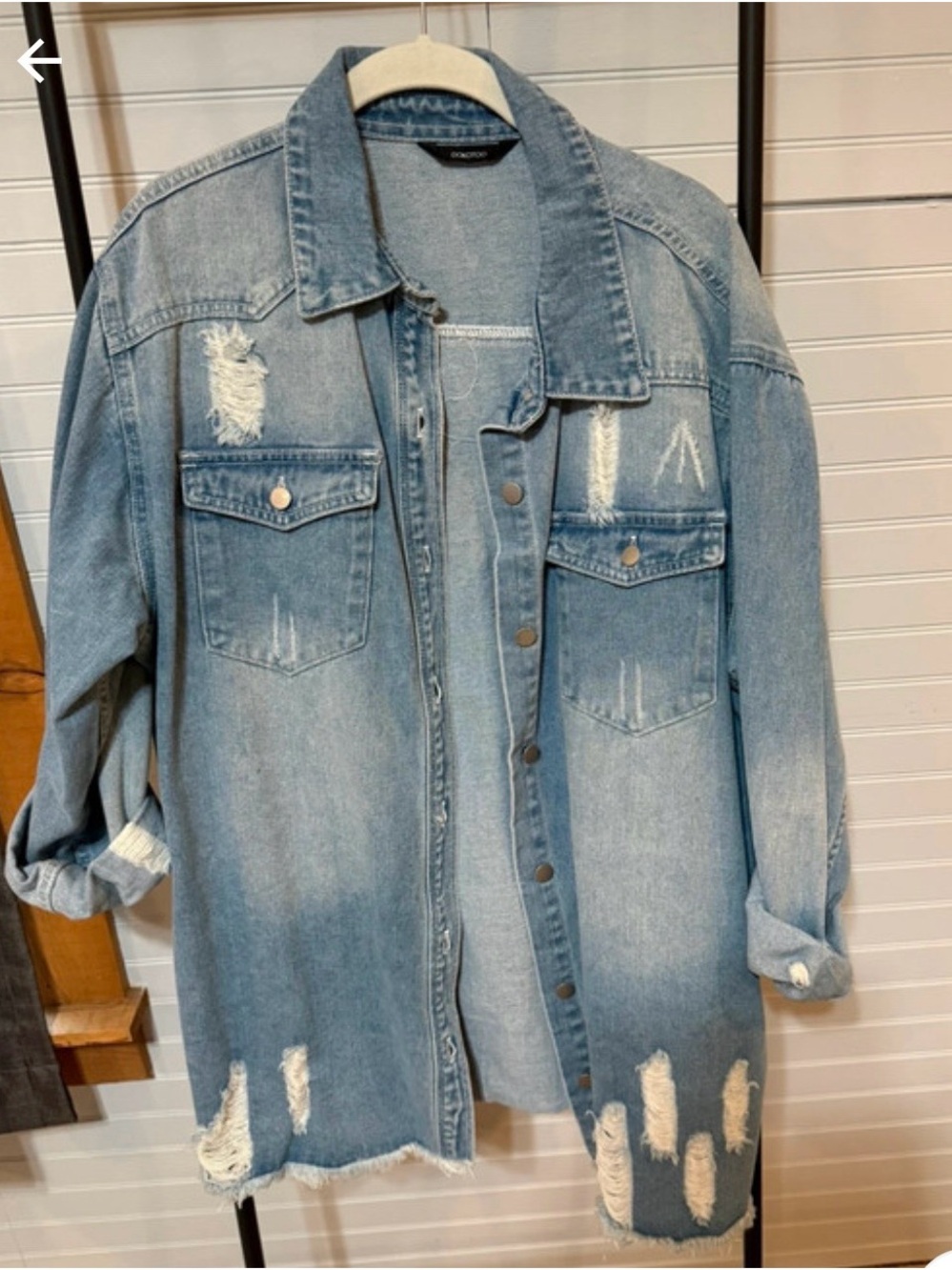 Amazon Light Blue Distressed Denim Jacket